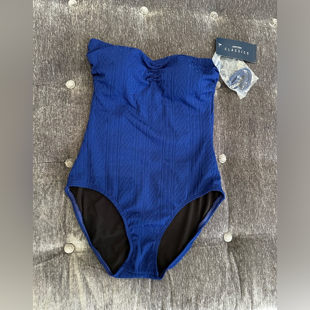 NWT summer beach vacation Jantzen Classics bandeau rope one piece swimsuit - Picture 4 of 11